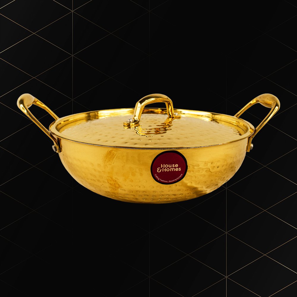 Pitranj Brass Kadhai with Lid
