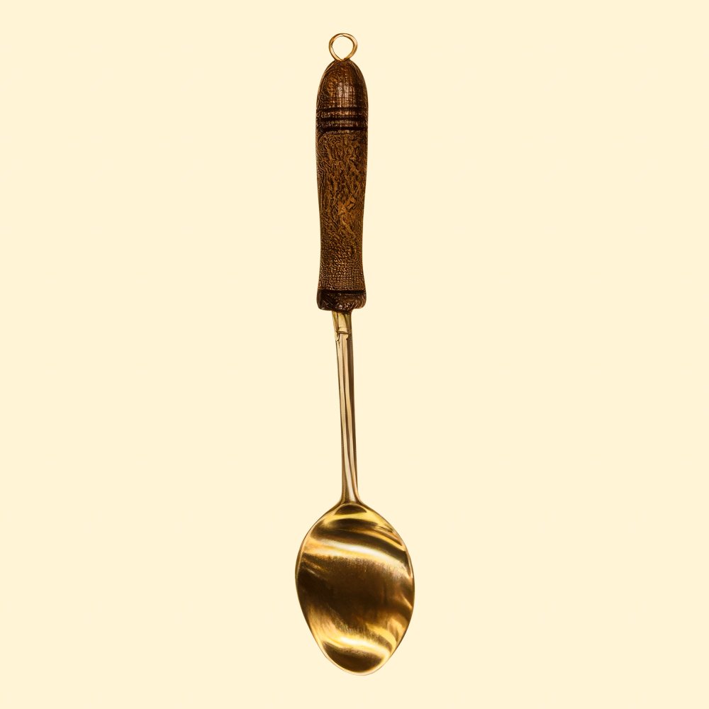 Pitranj Brass Serving Ladle Wooden Handle Matt