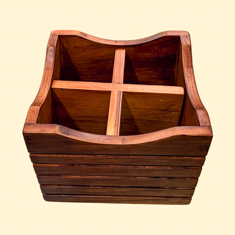 Teak Wood Cutlery Holder - Four (Revolving)