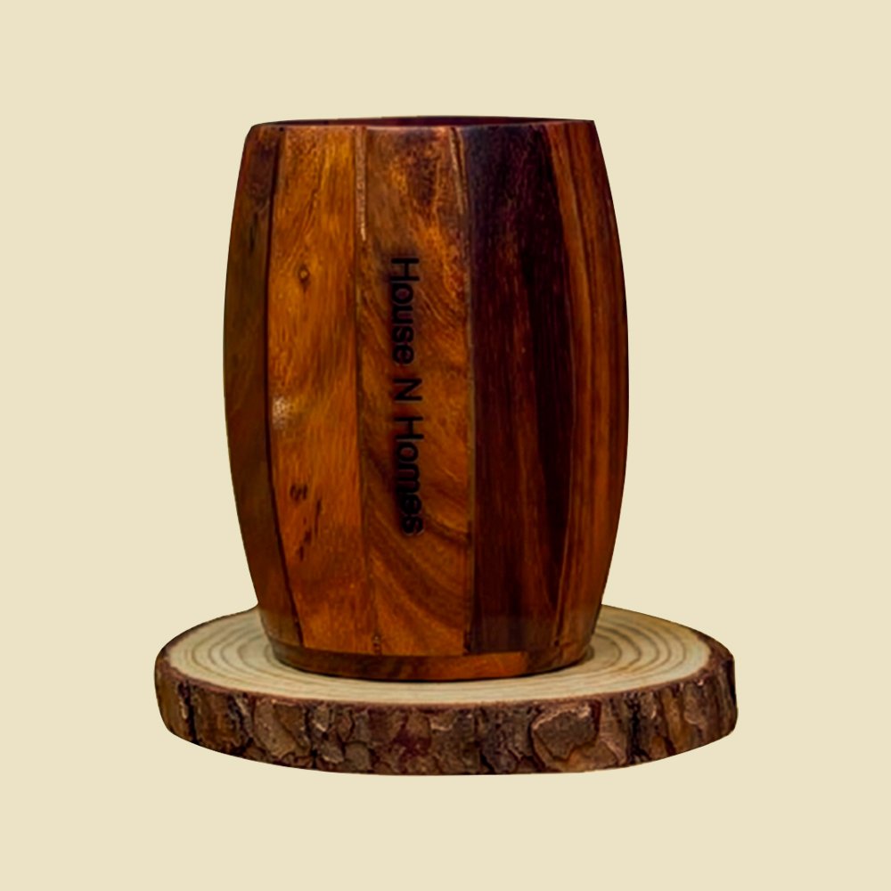 Teak Wooden Cutlery Holder Round