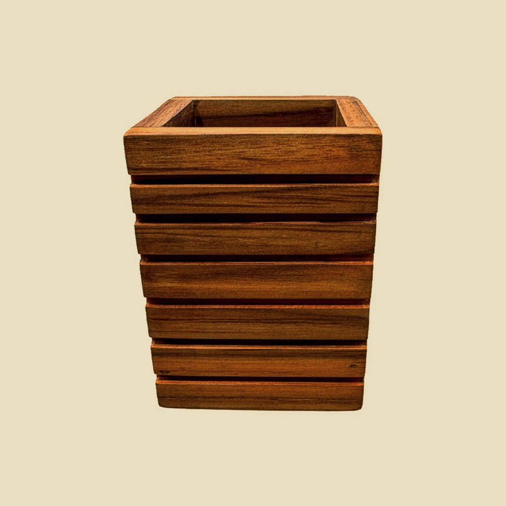 Teak Wooden Cutlery Holder Single