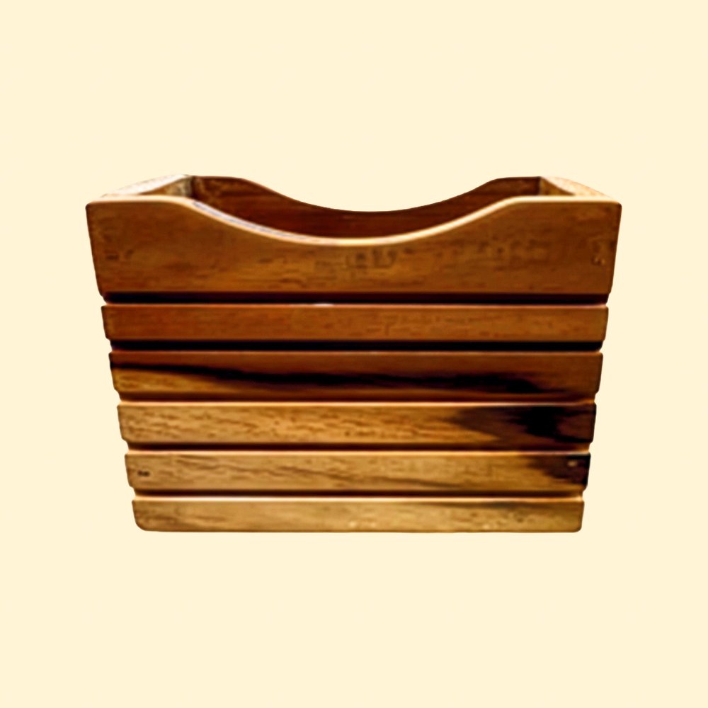 Teak Wooden Cutlery Holder Double
