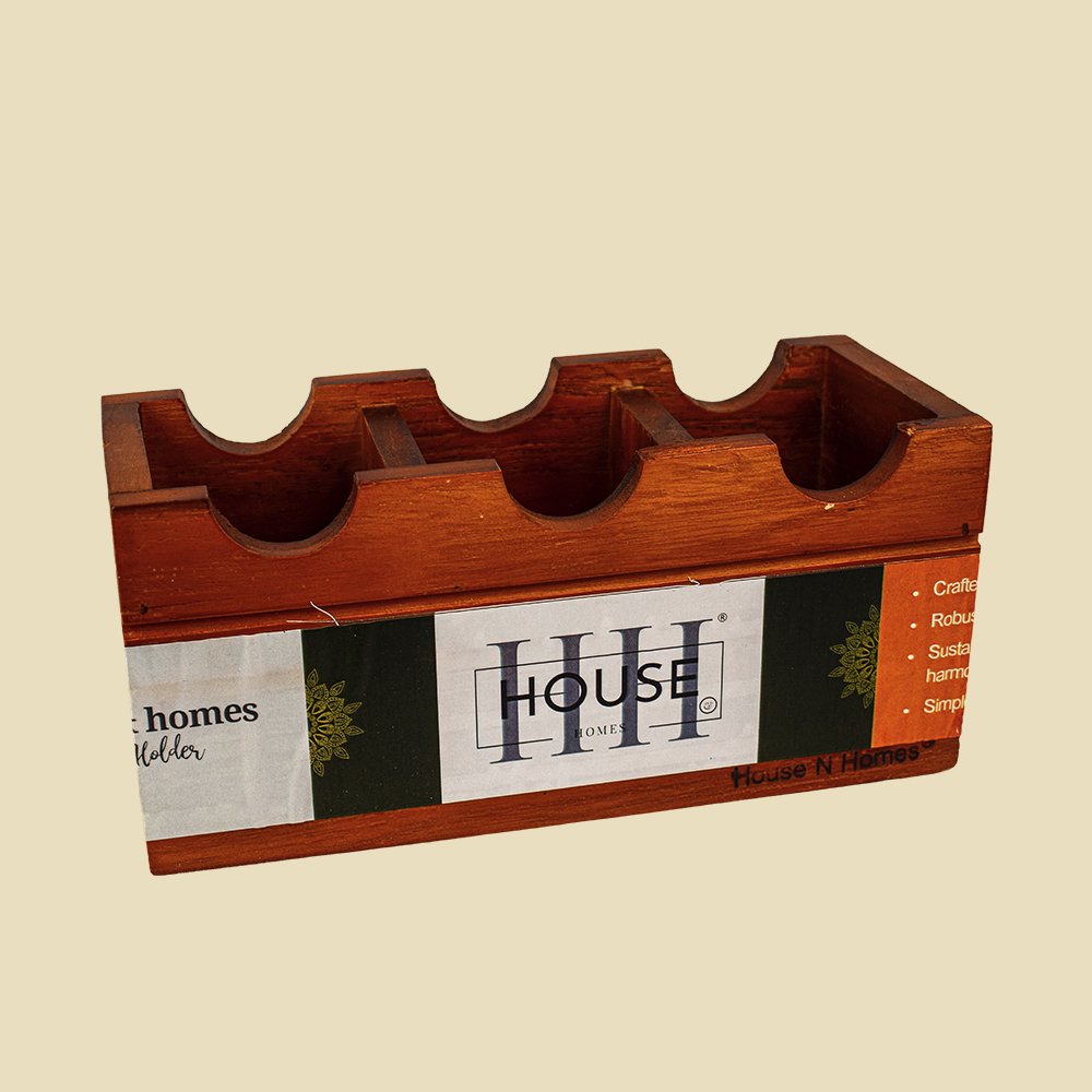 Teak Wood Cutlery Holder Three